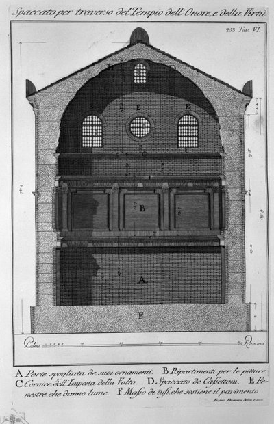 Cross Section of the Temple of Honor and Virtue by Francesco Piranesi